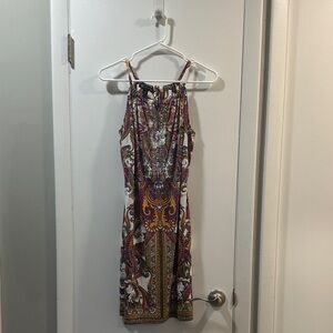 INC International Concepts Purple and Gold Paisley Midi Dress
